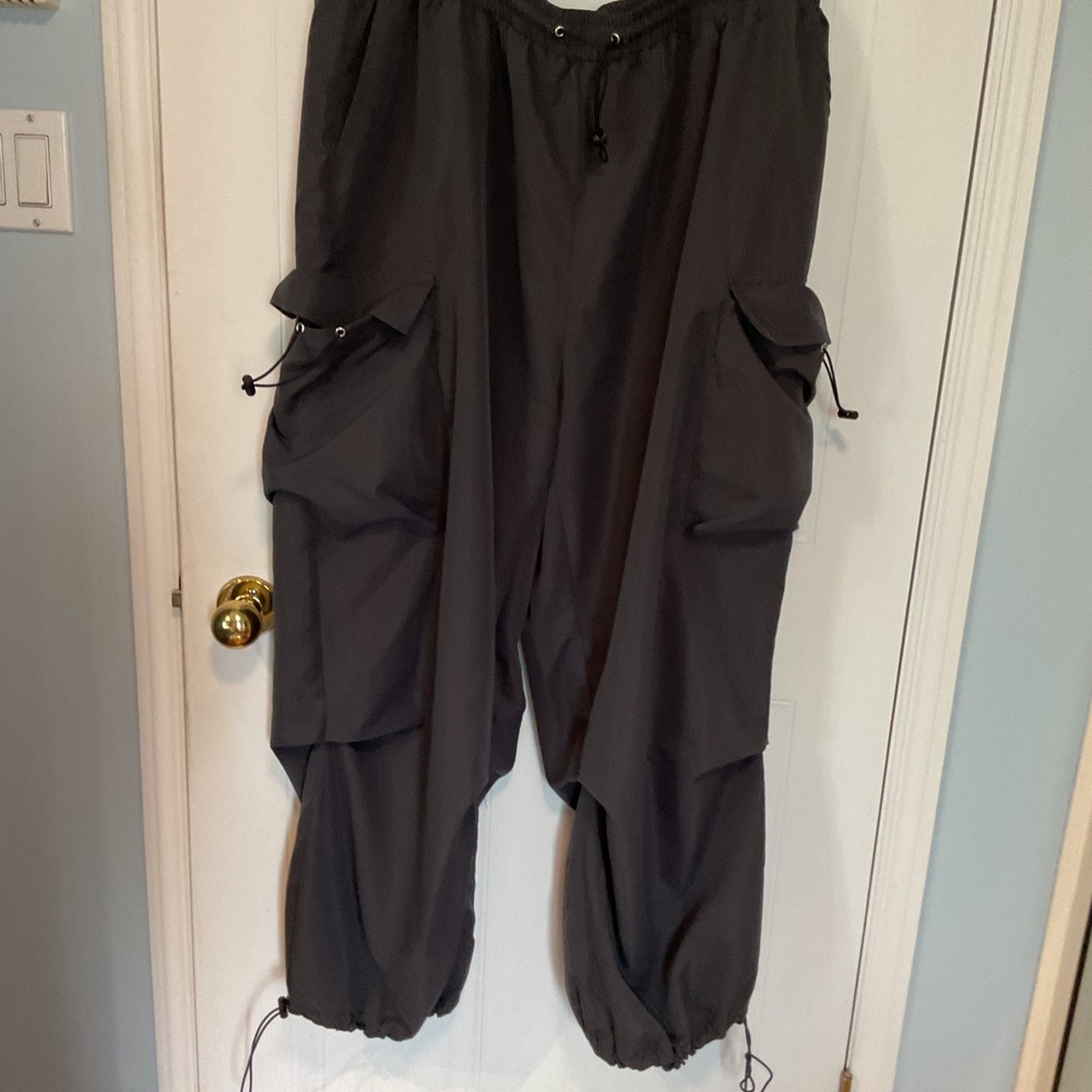 SHEIN Cargo Pants Women 4XL Grey Excellent Bungee Drawstring Utility Streetwear